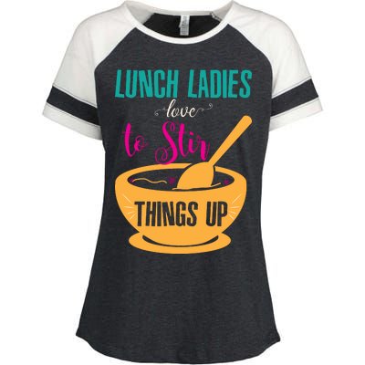 Lunch Ladies Love To Stir Things Up Enza Ladies Jersey Colorblock Tee