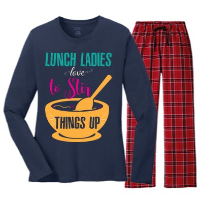 Lunch Ladies Love To Stir Things Up Women's Long Sleeve Flannel Pajama Set 