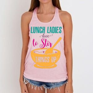 Lunch Ladies Love To Stir Things Up Women's Knotted Racerback Tank