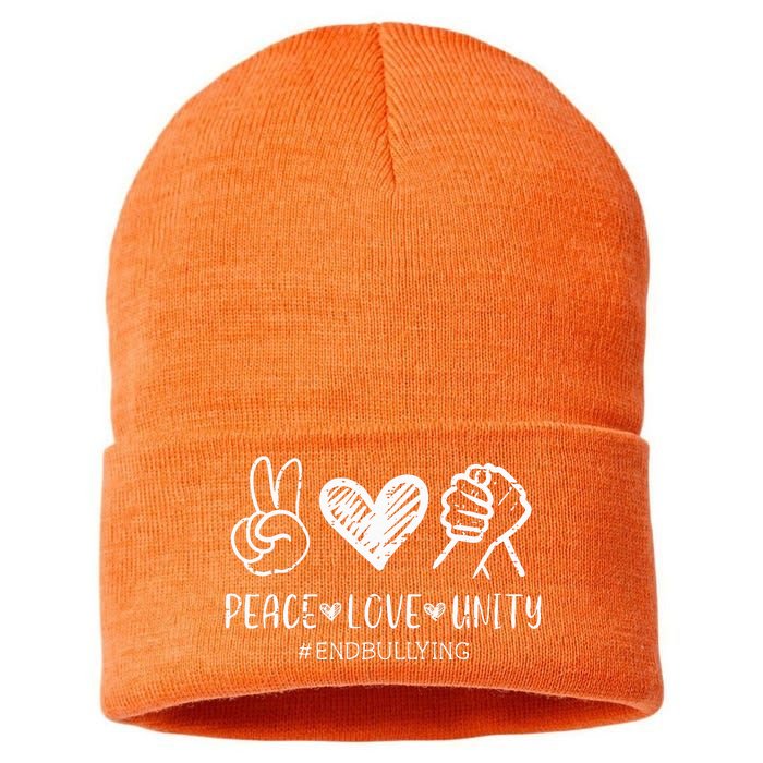 Love Unity Orange Anti Bullying Unity Day Sustainable Knit Beanie