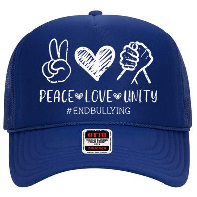 Love Unity Orange Anti Bullying Unity Day High Crown Mesh Back Trucker Hat