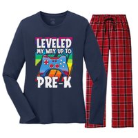 Level Up PreK Back To School Cool Gaming Gamer Women's Long Sleeve Flannel Pajama Set 