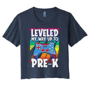 Level Up PreK Back To School Cool Gaming Gamer Women's Crop Top Tee