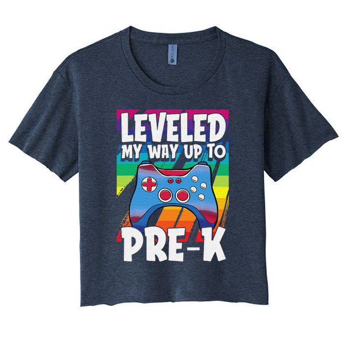 Level Up PreK Back To School Cool Gaming Gamer Women's Crop Top Tee