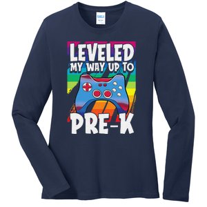 Level Up PreK Back To School Cool Gaming Gamer Ladies Long Sleeve Shirt