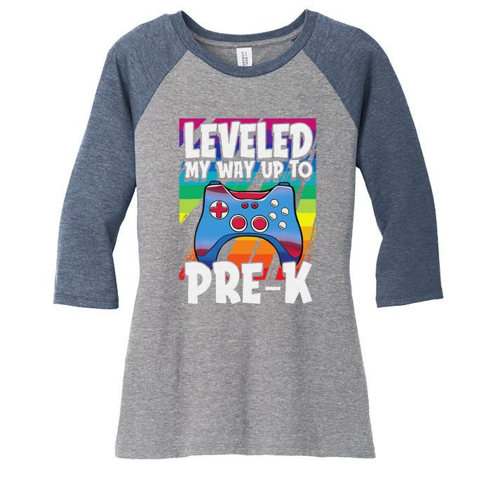 Level Up PreK Back To School Cool Gaming Gamer Women's Tri-Blend 3/4-Sleeve Raglan Shirt