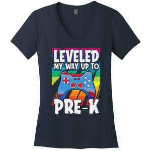 Level Up PreK Back To School Cool Gaming Gamer Women's V-Neck T-Shirt