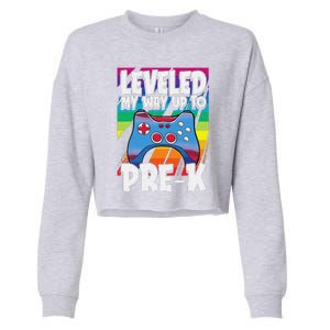 Level Up PreK Back To School Cool Gaming Gamer Cropped Pullover Crew