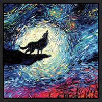 Lupine Night Howl Wolf Moon 7 Panel Mesh Trucker Snapback Hat