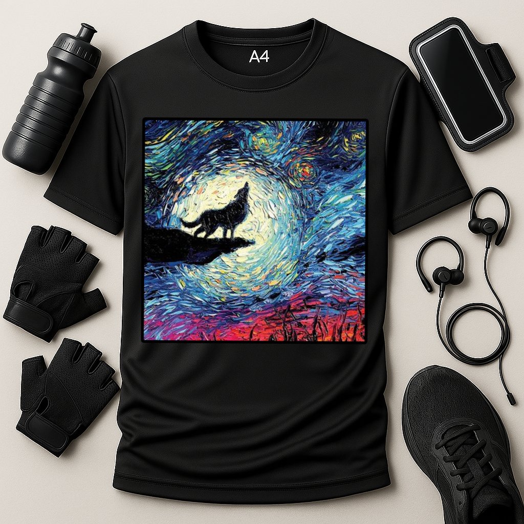 Lupine Night Howl Wolf Moon Cooling Performance Crew T-Shirt