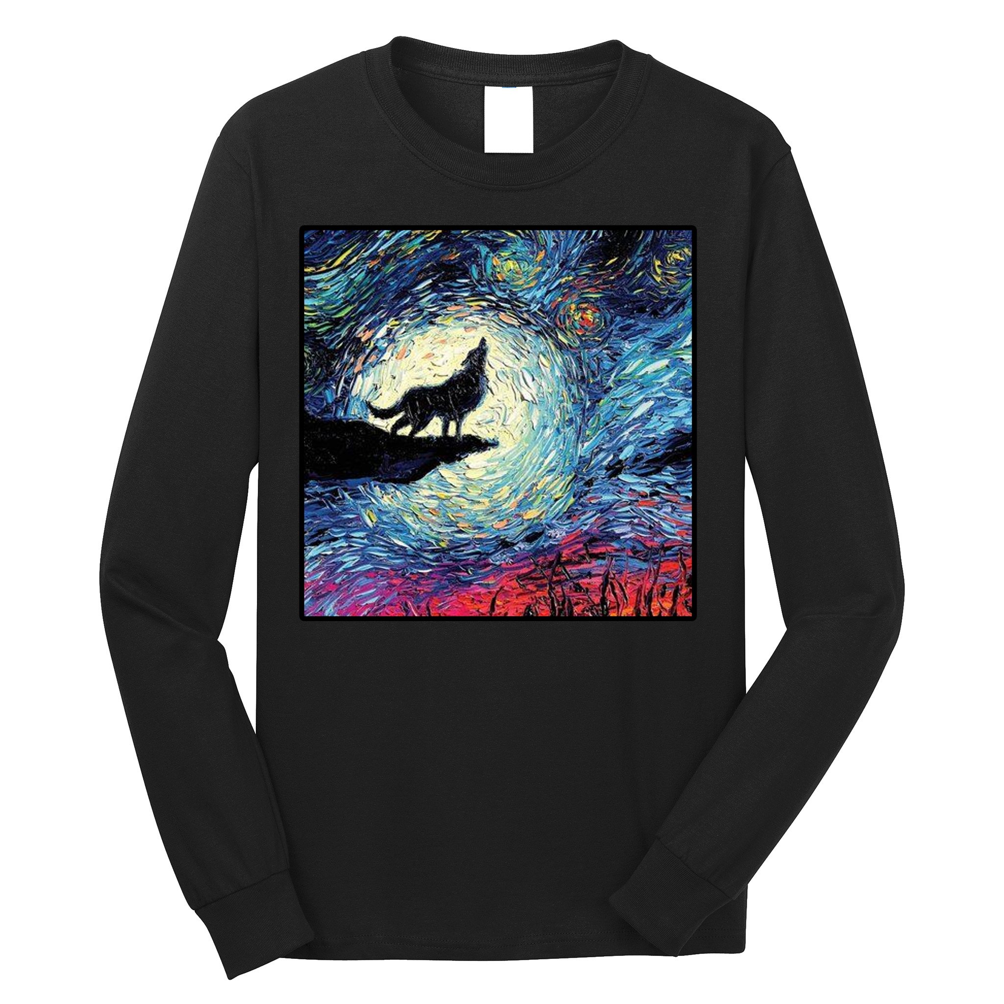 Lupine Night Howl Wolf Moon Long Sleeve Shirt