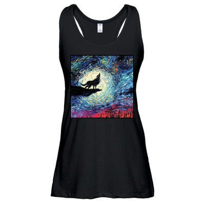 Lupine Night Howl Wolf Moon Ladies Essential Flowy Tank