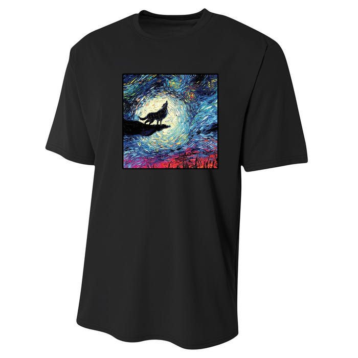 Lupine Night Howl Wolf Moon Performance Sprint T-Shirt