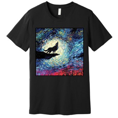 Lupine Night Howl Wolf Moon Premium T-Shirt