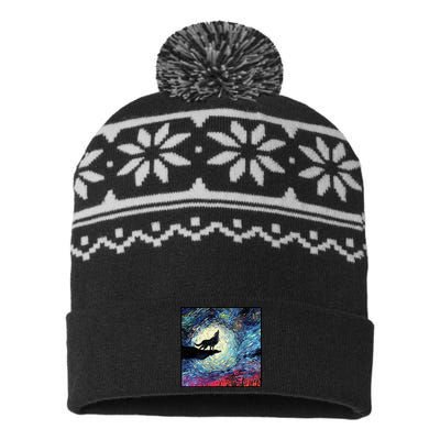 Lupine Night Howl Wolf Moon USA-Made Snowflake Beanie