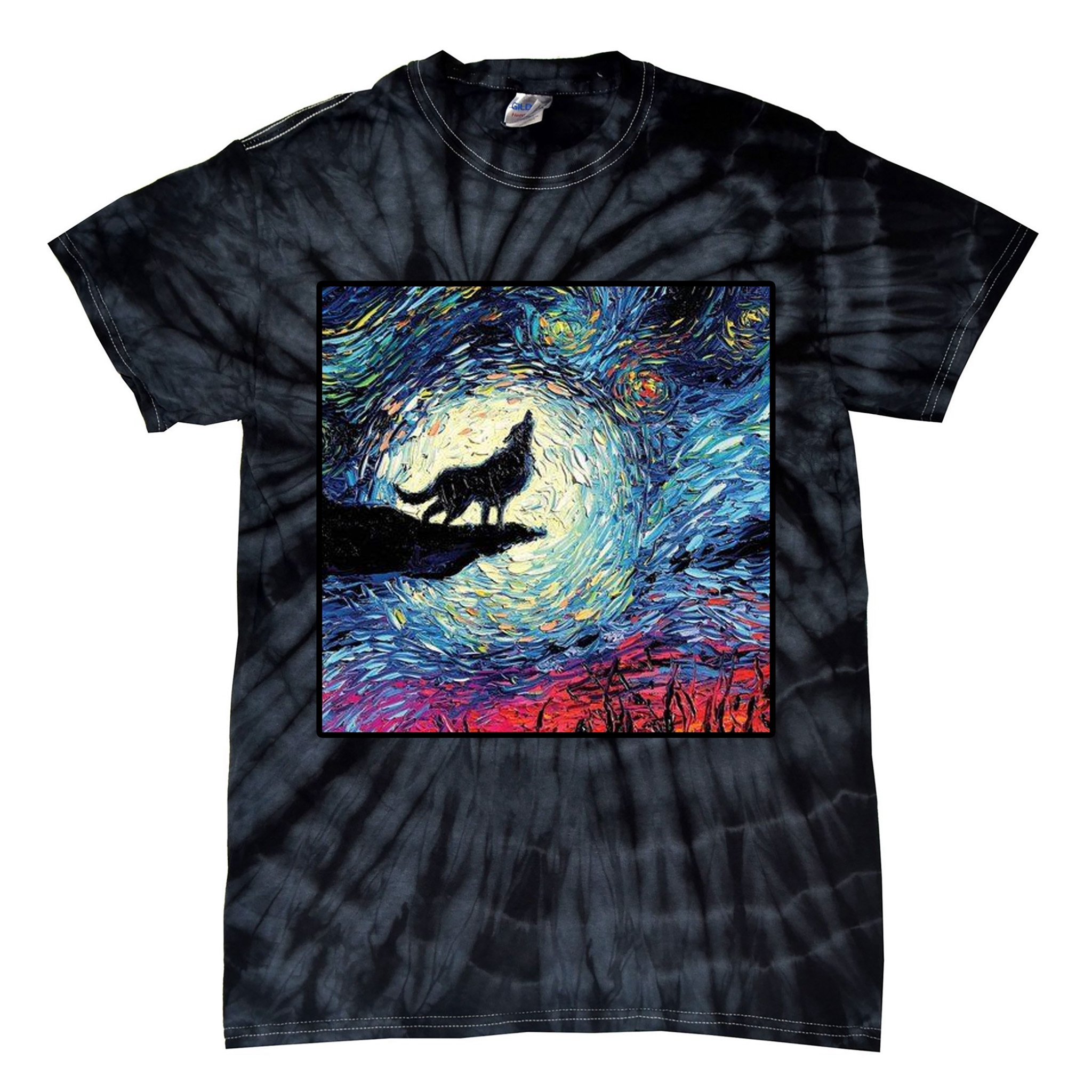 Lupine Night Howl Wolf Moon Tie-Dye T-Shirt