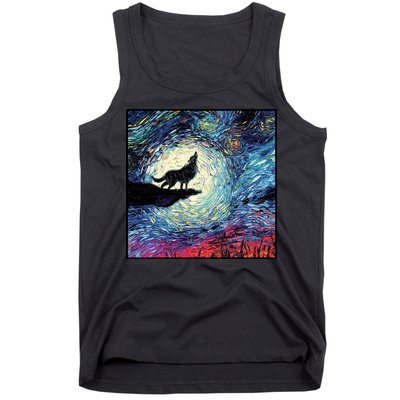 Lupine Night Howl Wolf Moon Tank Top