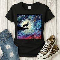 Lupine Night Howl Wolf Moon Womens T-Shirt