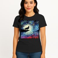 Lupine Night Howl Wolf Moon Womens T-Shirt