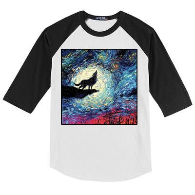 Lupine Night Howl Wolf Moon Kids Colorblock Raglan Jersey