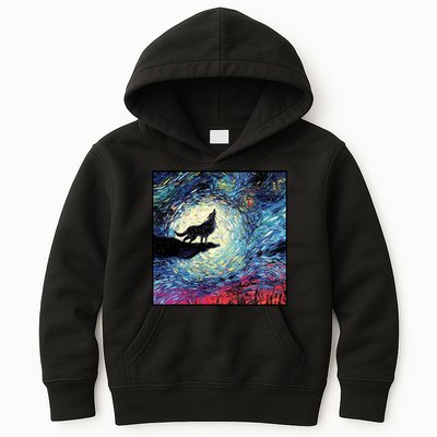 Lupine Night Howl Wolf Moon Kids Hoodie