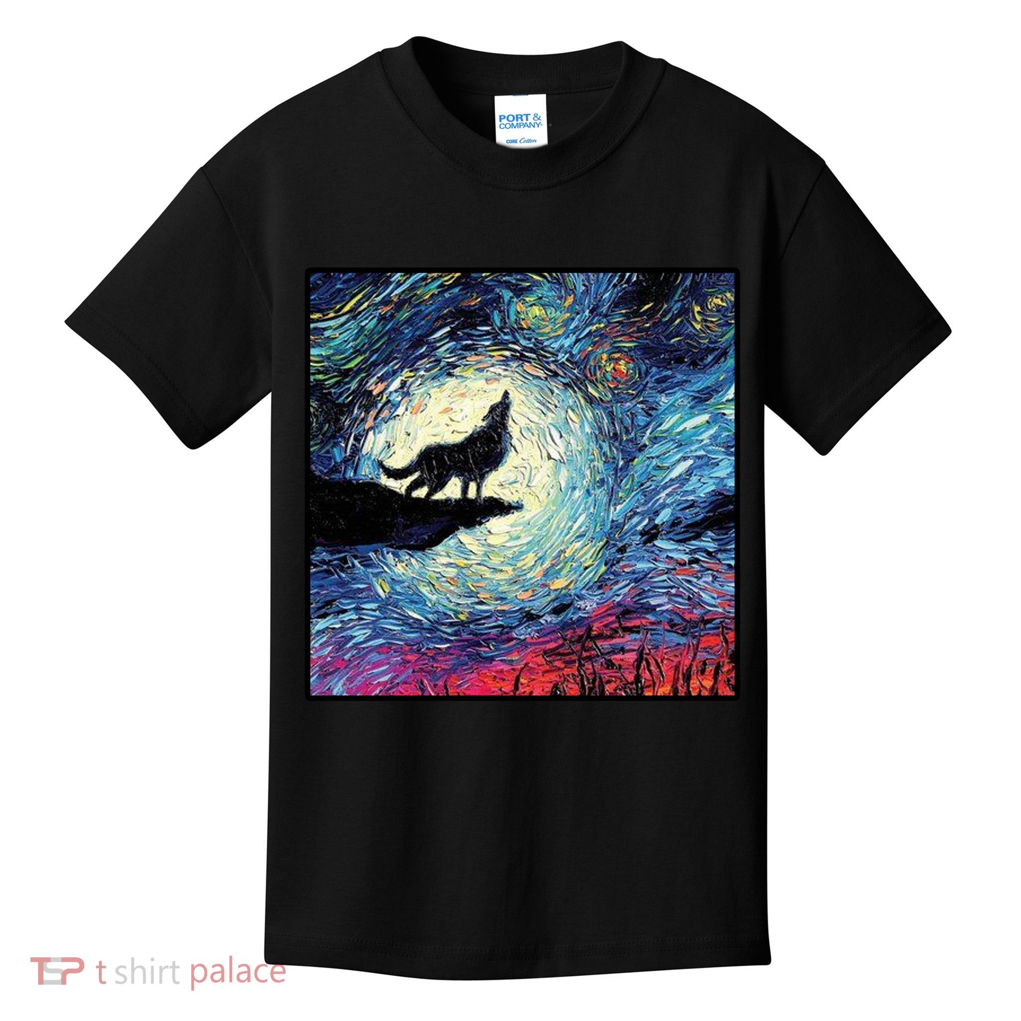 Lupine Night Howl Wolf Moon Kids T-Shirt