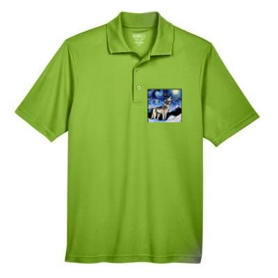 Lupine Night Wolf Painting Men's Origin Performance Piqué Polo