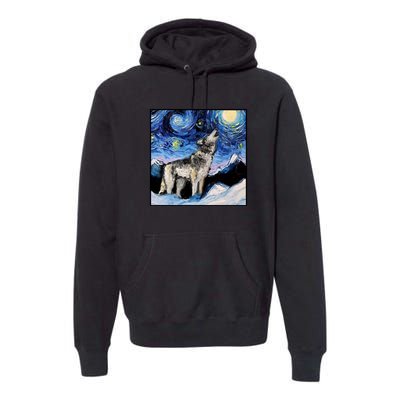 Lupine Night Wolf Painting Premium Hoodie