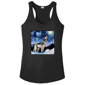 Lupine Night Wolf Painting Ladies PosiCharge Competitor Racerback Tank