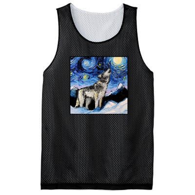 Lupine Night Wolf Painting Mesh Reversible Basketball Jersey Tank