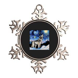 Lupine Night Wolf Painting Metallic Star Ornament