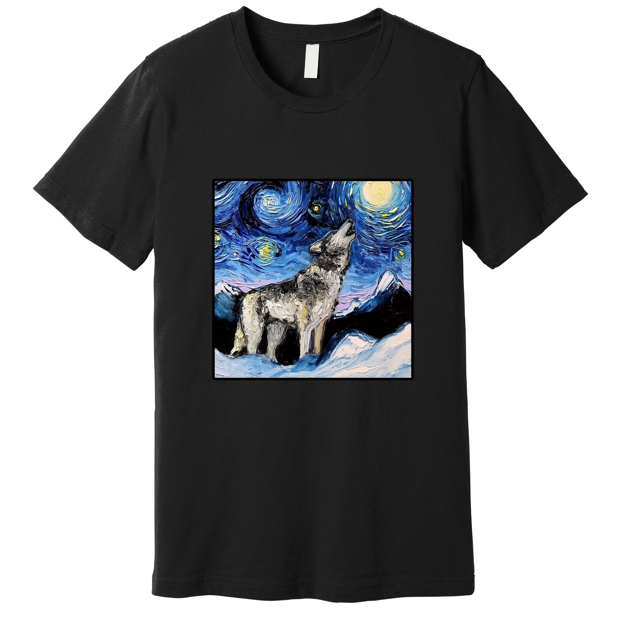Lupine Night Wolf Painting Premium T-Shirt