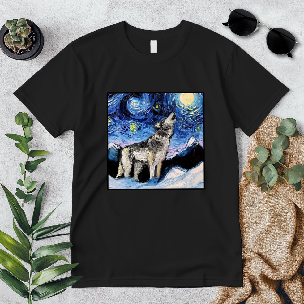 Lupine Night Wolf Painting Premium T-Shirt