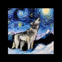 Lupine Night Wolf Painting Premium T-Shirt