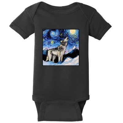 Lupine Night Wolf Painting Baby Bodysuit