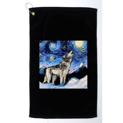 Lupine Night Wolf Painting Golf Towel