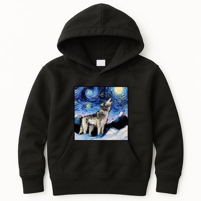 Lupine Night Wolf Painting Kids Hoodie