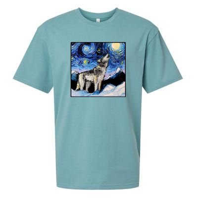 Lupine Night Wolf Painting Sueded Cloud Jersey T-Shirt