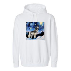 Lupine Night Wolf Painting Garment-Dyed Fleece Hoodie