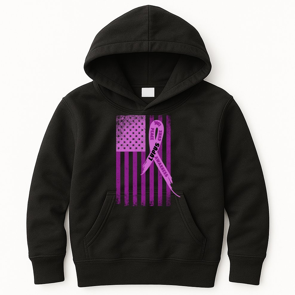 Lupus Awareness Flag Kids Hoodie