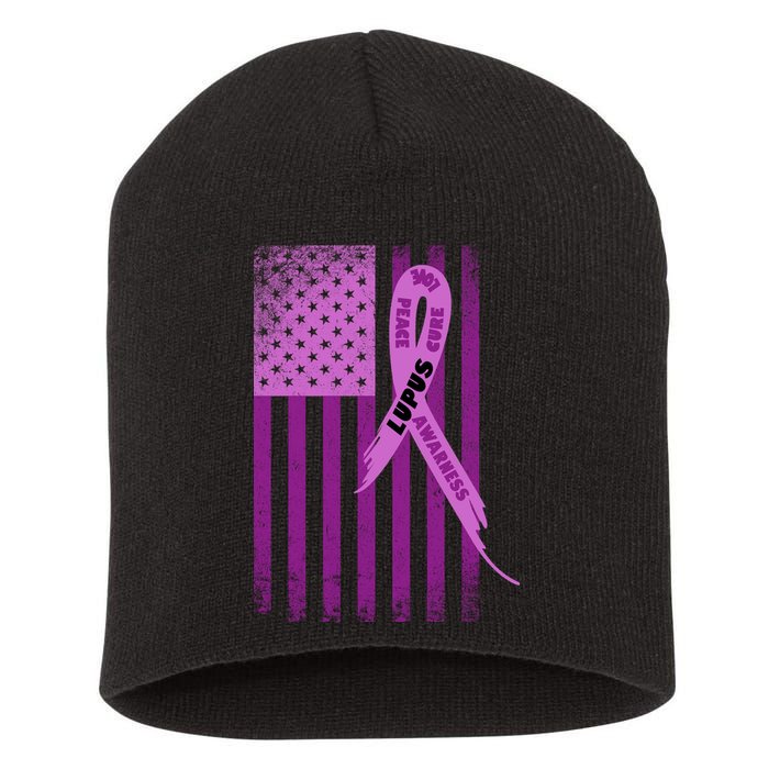 Lupus Awareness Flag Short Acrylic Beanie