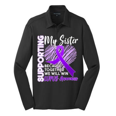 Lupus Awareness Love Support My Sister Silk Touch Performance Long Sleeve Polo