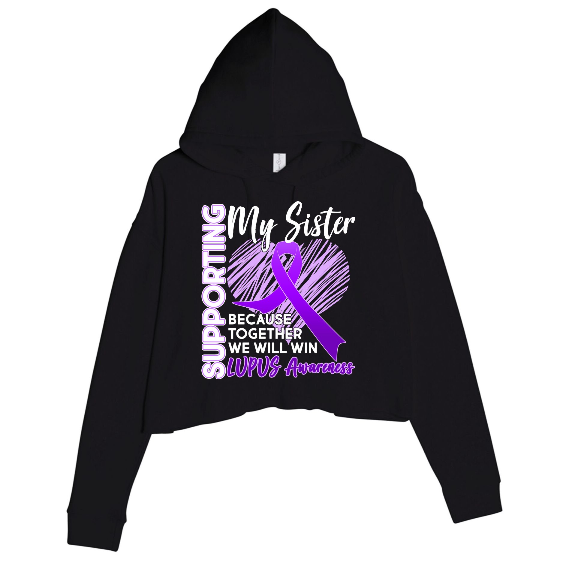 Lupus Awareness Love Support My Sister Crop Fleece Hoodie