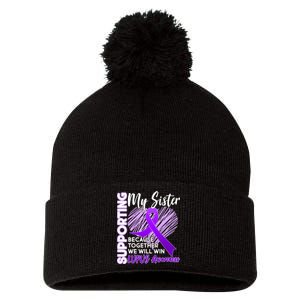 Lupus Awareness Love Support My Sister Pom Pom 12in Knit Beanie