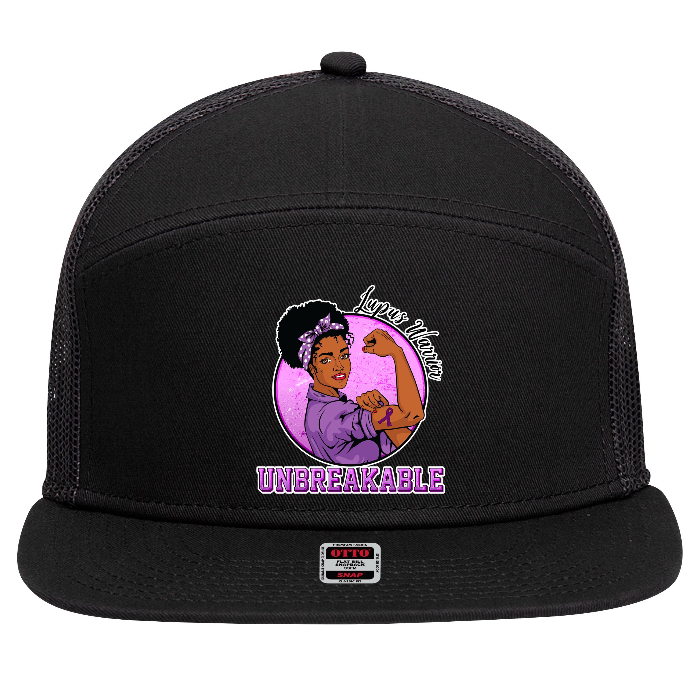 Lupus Awareness Warrior Unbreakable 7 Panel Mesh Trucker Snapback Hat