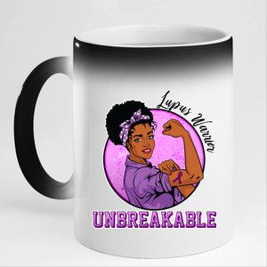 Lupus Awareness Warrior Unbreakable 11oz Black Color Changing Mug