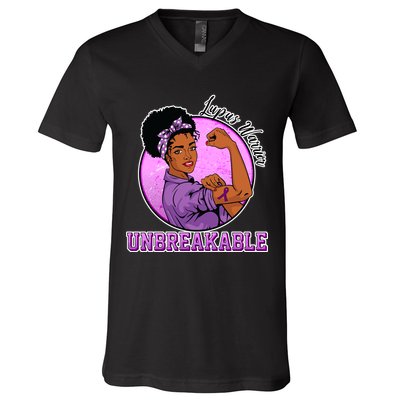 Lupus Awareness Warrior Unbreakable V-Neck T-Shirt