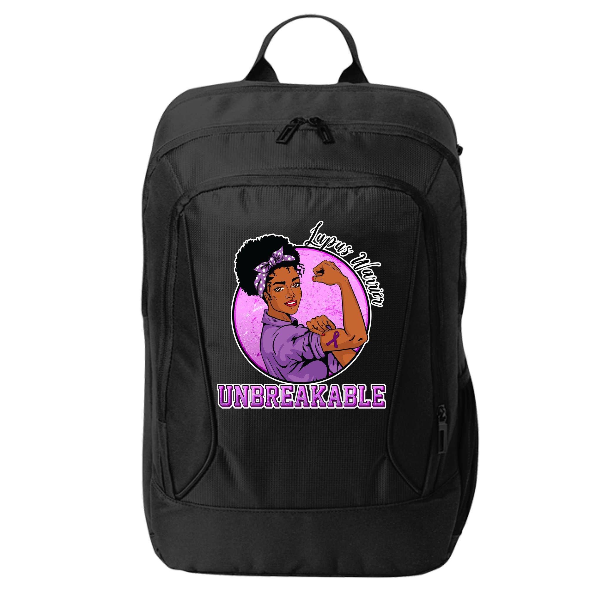 Lupus Awareness Warrior Unbreakable City Backpack