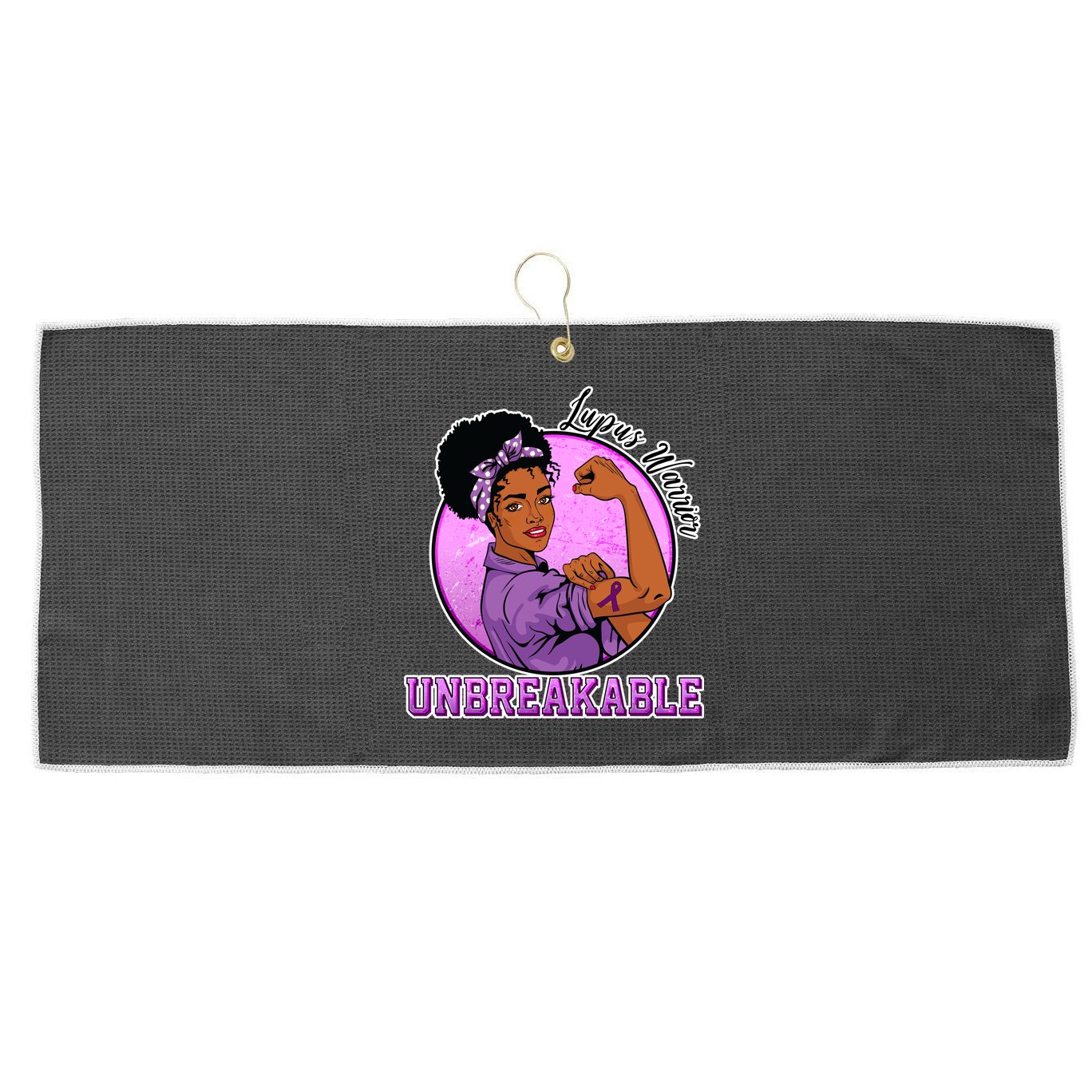Lupus Awareness Warrior Unbreakable Large Microfiber Waffle Golf Towel