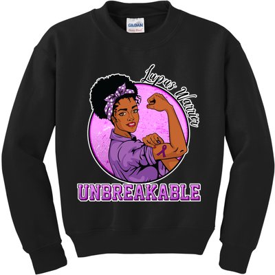 Lupus Awareness Warrior Unbreakable Kids Sweatshirt